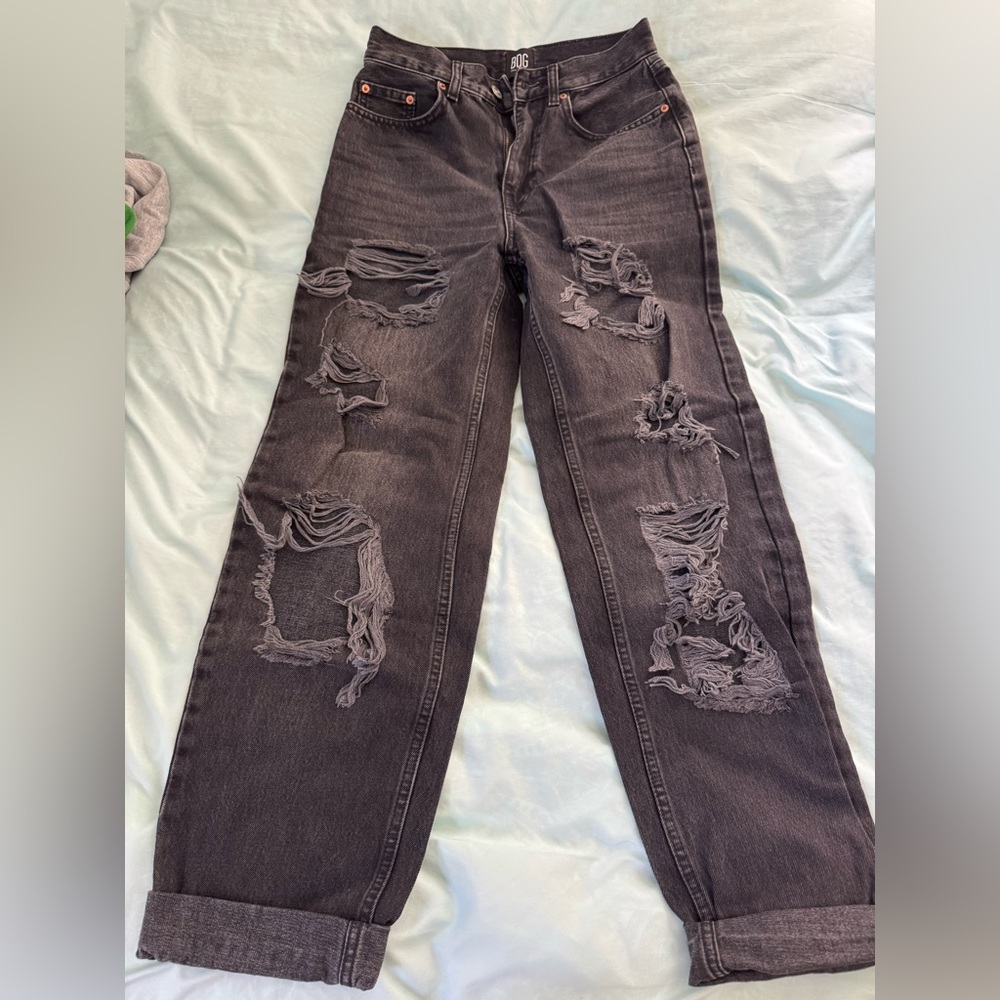BDG Charcoal Distressed Boyfriend Jeans